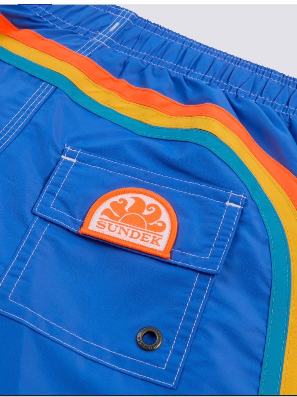 Sundek Blue 80s Retro Stripe boys Swim Shorts never worn!